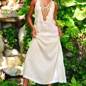 Boston Proper Linen embellished dress